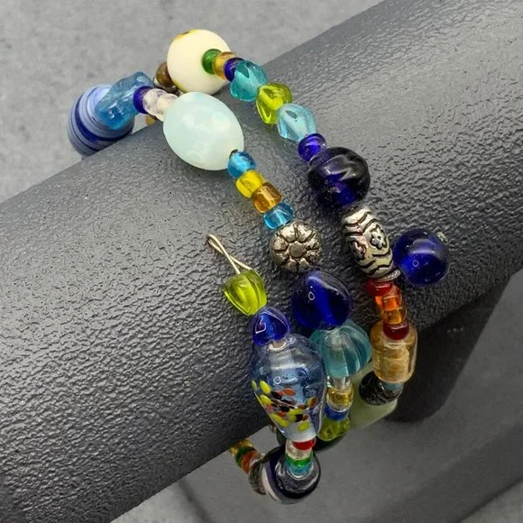 Multicolor Memory Wrap Bracelet Made With Love Green Red Blue Black White - Picture 3 of 12